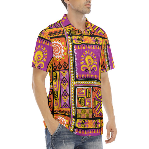 African Ornament Velvet Polo Shirt - Image 3