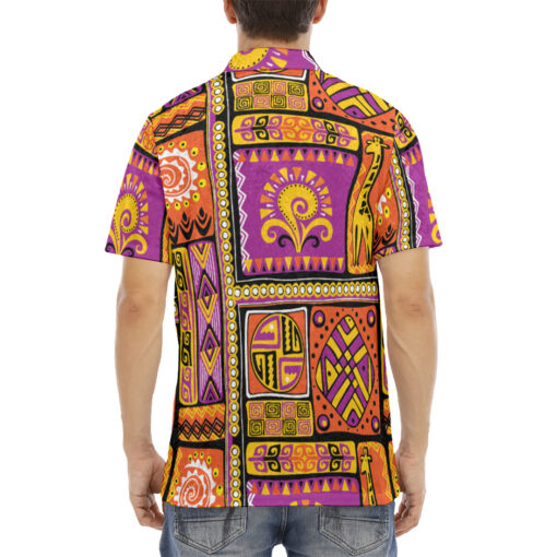 African Ornament Velvet Polo Shirt - Image 4