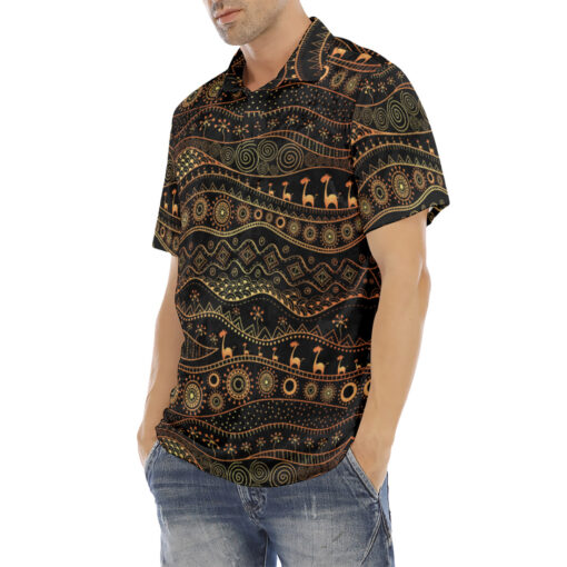 African Ethnic Tribal Velvet Polo Shirt