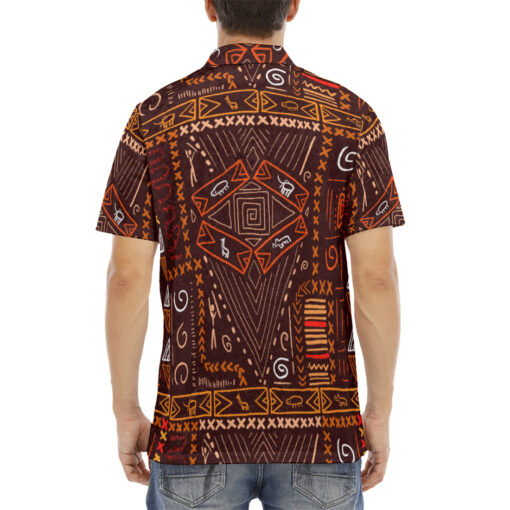 African Art Aboriginal Style Velvet Polo Shirt - Image 4