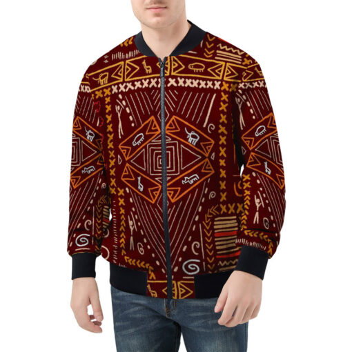 African Art Aboriginal Style Men's Bomber Jacket - Image 3