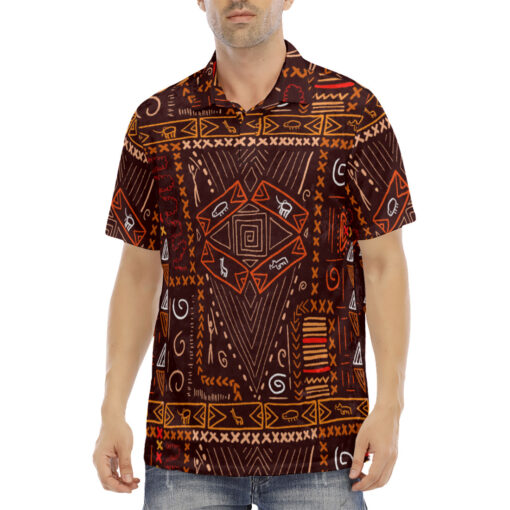 African Art Aboriginal Style Velvet Polo Shirt - Image 2