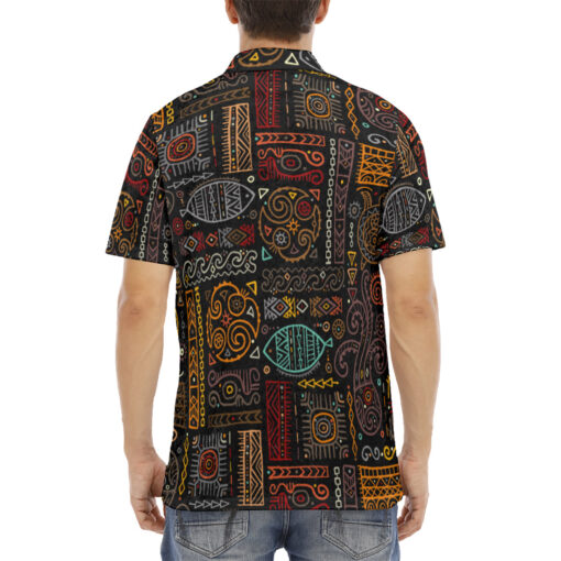 Ethnic Polynesian Ornament Velvet Polo Shirt - Image 4