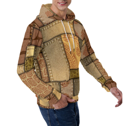 Patchwork Safari Style Men's Hoodie - Image 3