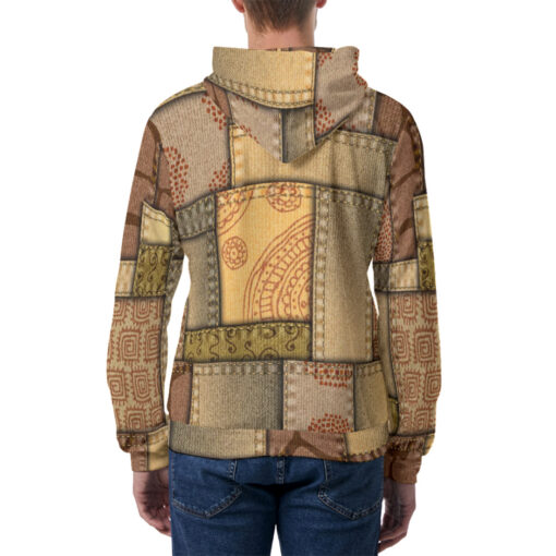 Patchwork Safari Style Men's Hoodie - Image 4