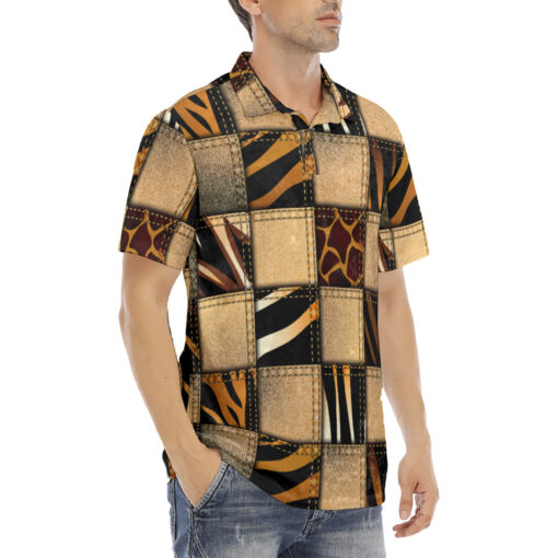 Patchwork Safari Style Velvet Polo Shirt - Image 3