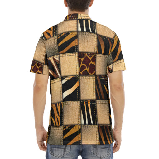 Patchwork Safari Style Velvet Polo Shirt - Image 4