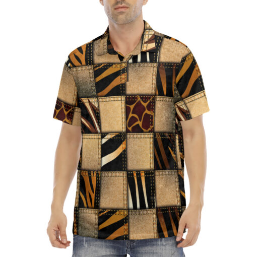 Patchwork Safari Style Velvet Polo Shirt - Image 2