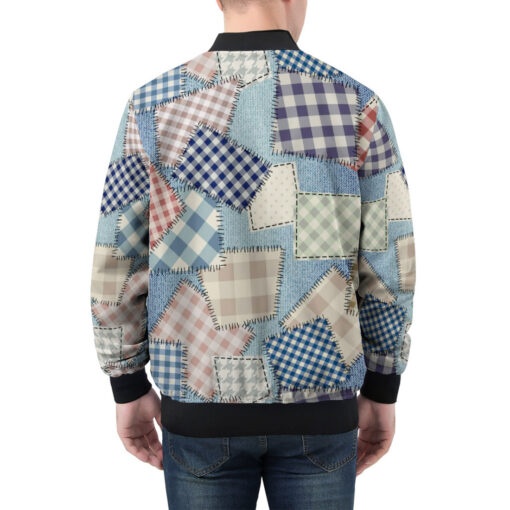 Cloth Patchwork Art Men's Bomber Jacket - Image 2