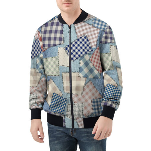 Cloth Patchwork Art Men's Bomber Jacket - Image 3