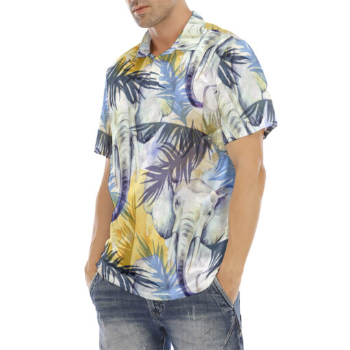 Elephants Exotic Tropical Leaves Velvet Polo Shirt