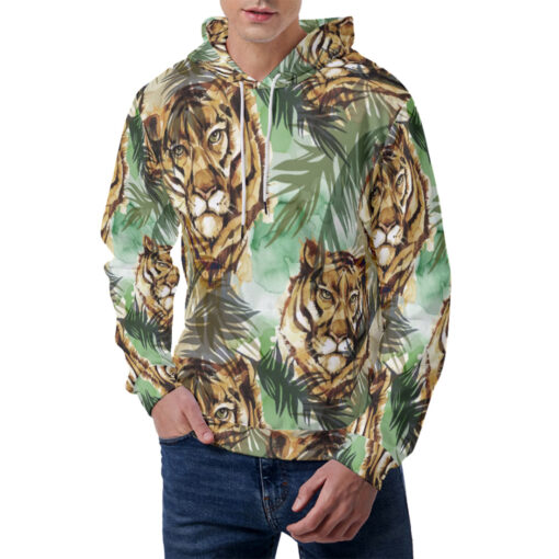 Tigers Exotic Tropical Leaves Men's Hoodie