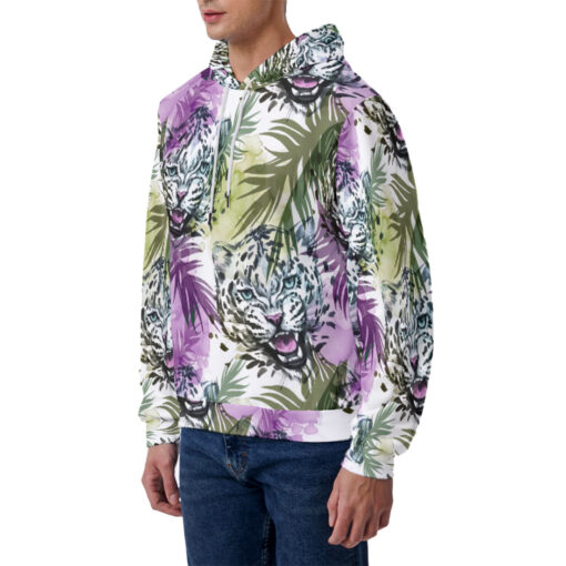 Leopards Exotic Tropical Leaves Men's Hoodie - Image 2