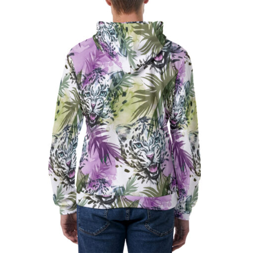 Leopards Exotic Tropical Leaves Men's Hoodie - Image 4