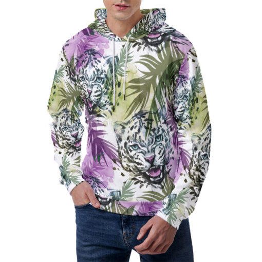 Leopards Exotic Tropical Leaves Men's Hoodie