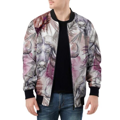 Buffaloes Exotic Tropical Leaves Men's Bomber Jacket