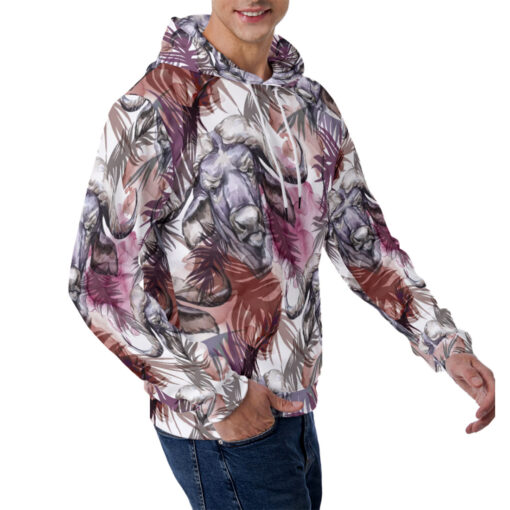 Buffaloes Exotic Tropical Leaves Men's Hoodie - Image 3