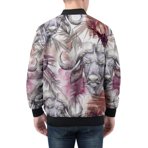 Buffaloes Exotic Tropical Leaves Men's Bomber Jacket - Image 2