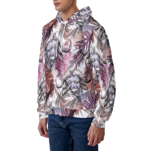 Buffaloes Exotic Tropical Leaves Men's Hoodie - Image 2