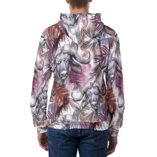 Buffaloes Exotic Tropical Leaves Men's Hoodie - Image 4