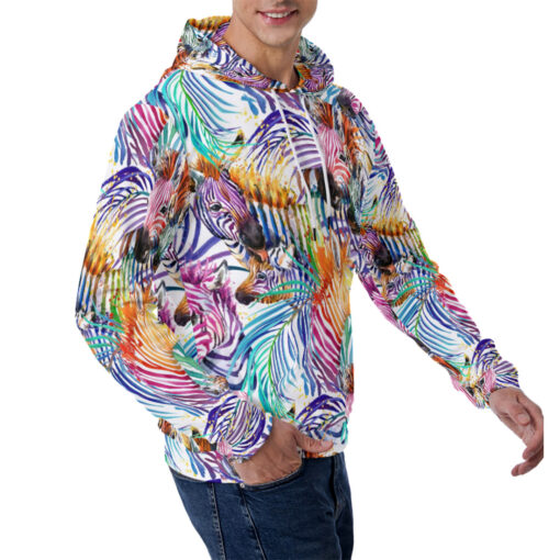 Watercolor Zebra Safari Men's Hoodie - Image 3