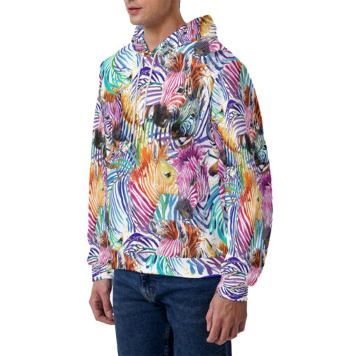 Watercolor Zebra Safari Men's Hoodie - Image 2