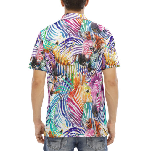 Watercolor Zebra Safari Velvet Polo Shirt - Image 4