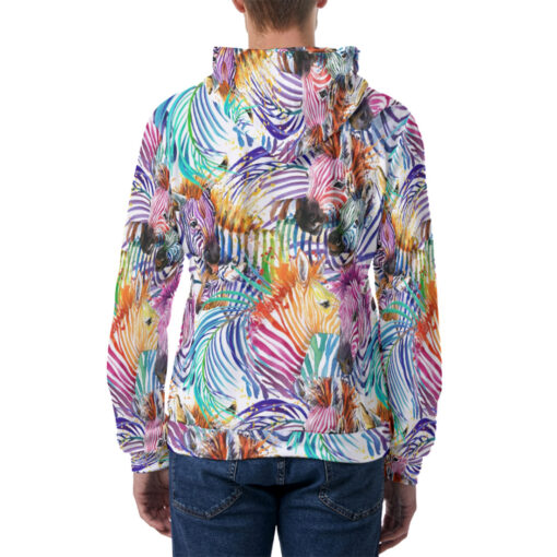 Watercolor Zebra Safari Men's Hoodie - Image 4