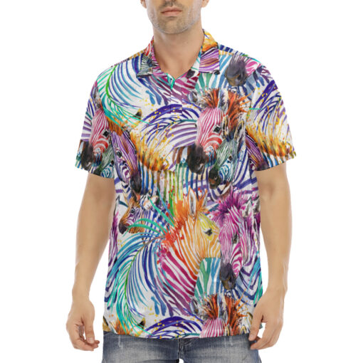 Watercolor Zebra Safari Velvet Polo Shirt - Image 2