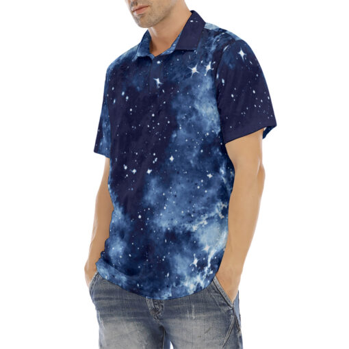 Space Milky Way Galaxy Stars Men's Polo Shirt