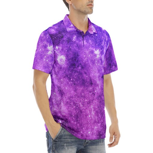 Deep Neon Space Men's Polo Shirt - Image 3