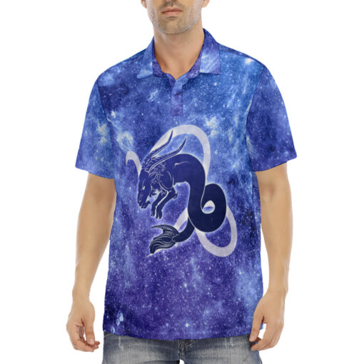 Capricorn Astrological Zodiac Velvet Polo Shirt - Image 2