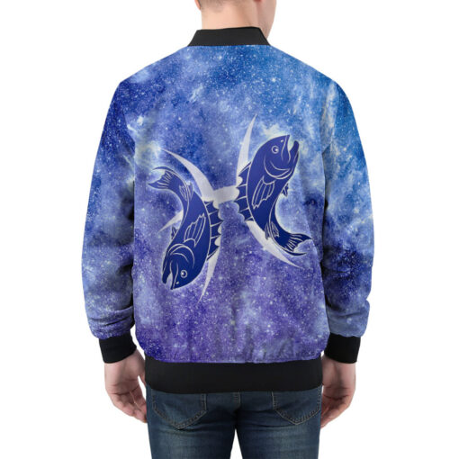 Pisces Astrological Zodiac Sign Men's Bomber Jacket - Image 2