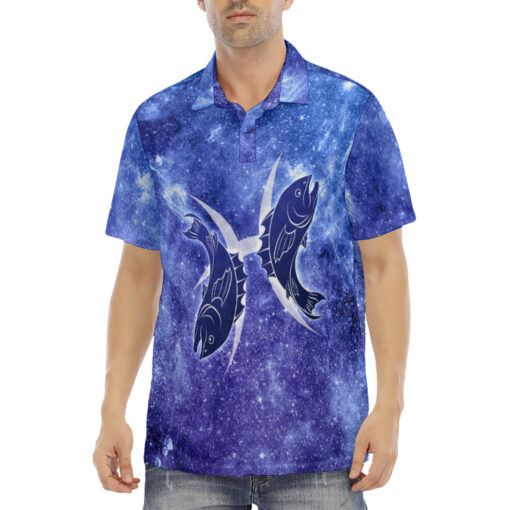 Pisces Astrological Zodiac Velvet Polo Shirt - Image 2