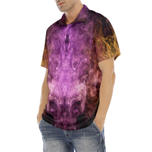 Violet Yellow Cloud Smoke Velvet Polo Shirt