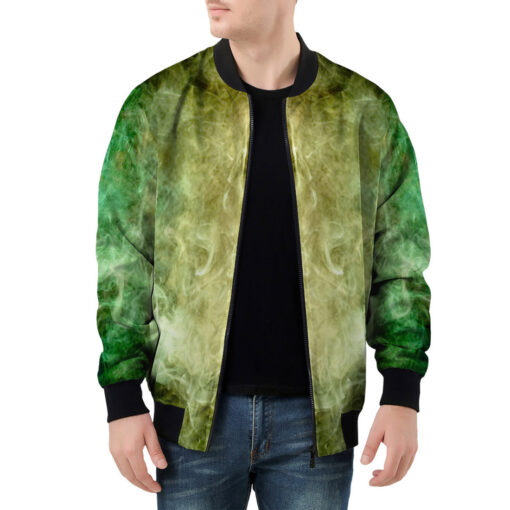 Yellow Green Cloud Smoke Men's Bomber Jacket