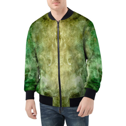 Yellow Green Cloud Smoke Men's Bomber Jacket - Image 3