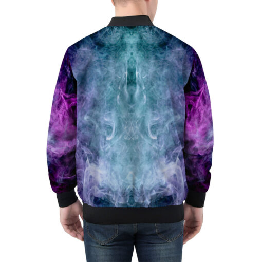 Pink Blue Cloud Smoke Men's Bomber Jacket - Image 2