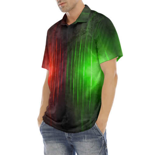 Red Green Smoke Neon Light Velvet Polo Shirt