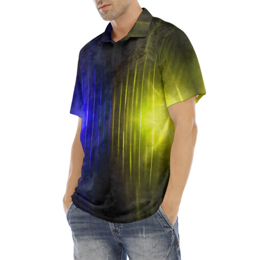 Blue Yellow Smoke Neon Light Velvet Polo Shirt