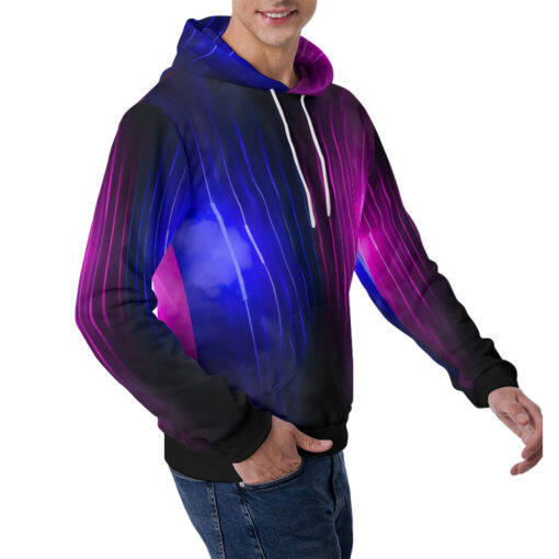 Blue Pink Smoke Neon Light Men's Hoodie - Image 3