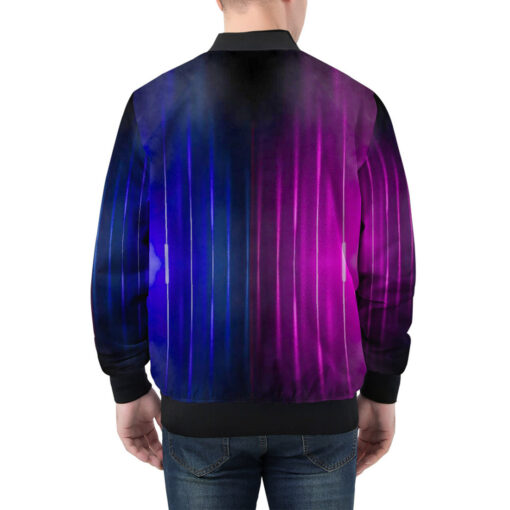 Blue Pink Smoke Neon Light Men's Bomber Jacket - Image 2