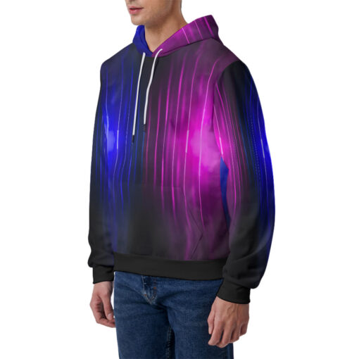 Blue Pink Smoke Neon Light Men's Hoodie - Image 2