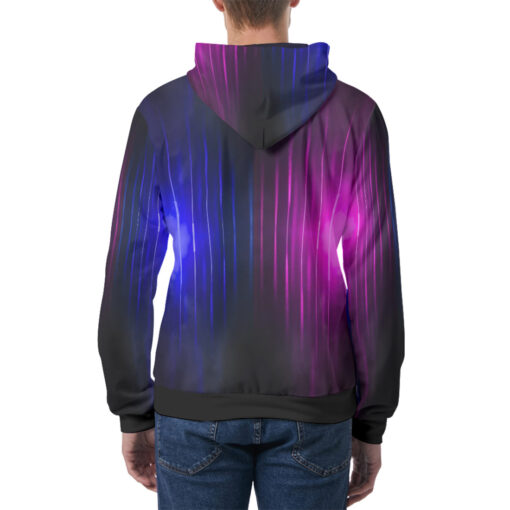 Blue Pink Smoke Neon Light Men's Hoodie - Image 4