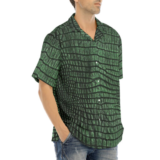 Green Alligator Texture Hawaiian Shirt - Image 2