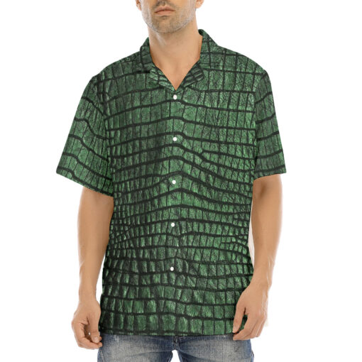 Green Alligator Texture Hawaiian Shirt