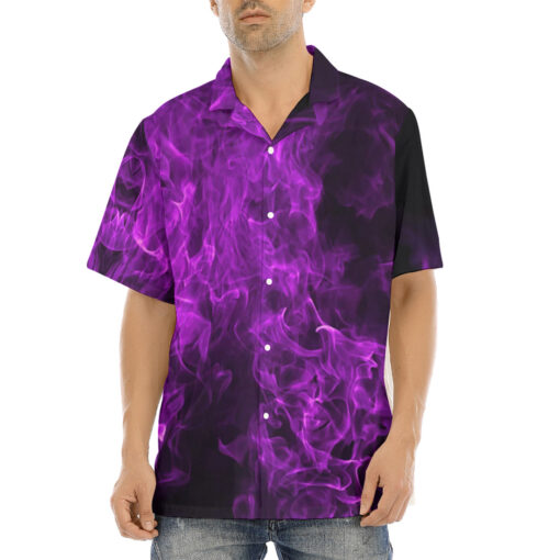 Purple Fire and Smoke Hawaiian Shirt