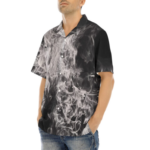 Black and White Fire Hawaiian Shirt - Image 3