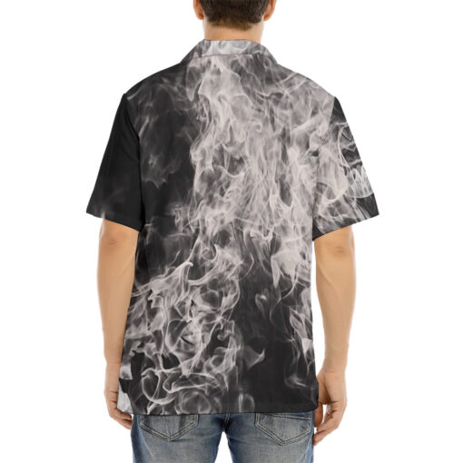 Black and White Fire Hawaiian Shirt - Image 4