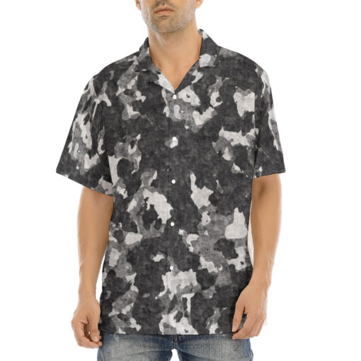 Gray Camouflage Hawaiian Shirt